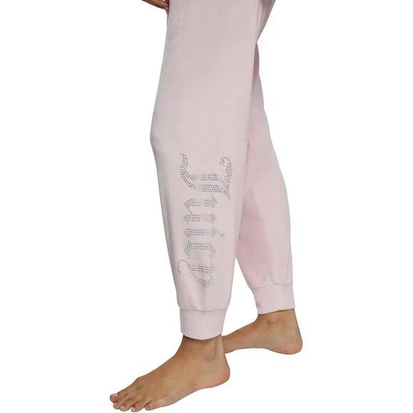 JUICY COUTURE 2pc Pink Velour Rhinestone Logo Soft Cozy Long Sleeve Pajama Set L - Picture 6 of 9